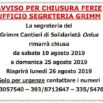 Avviso per chiusura ferie segreteria