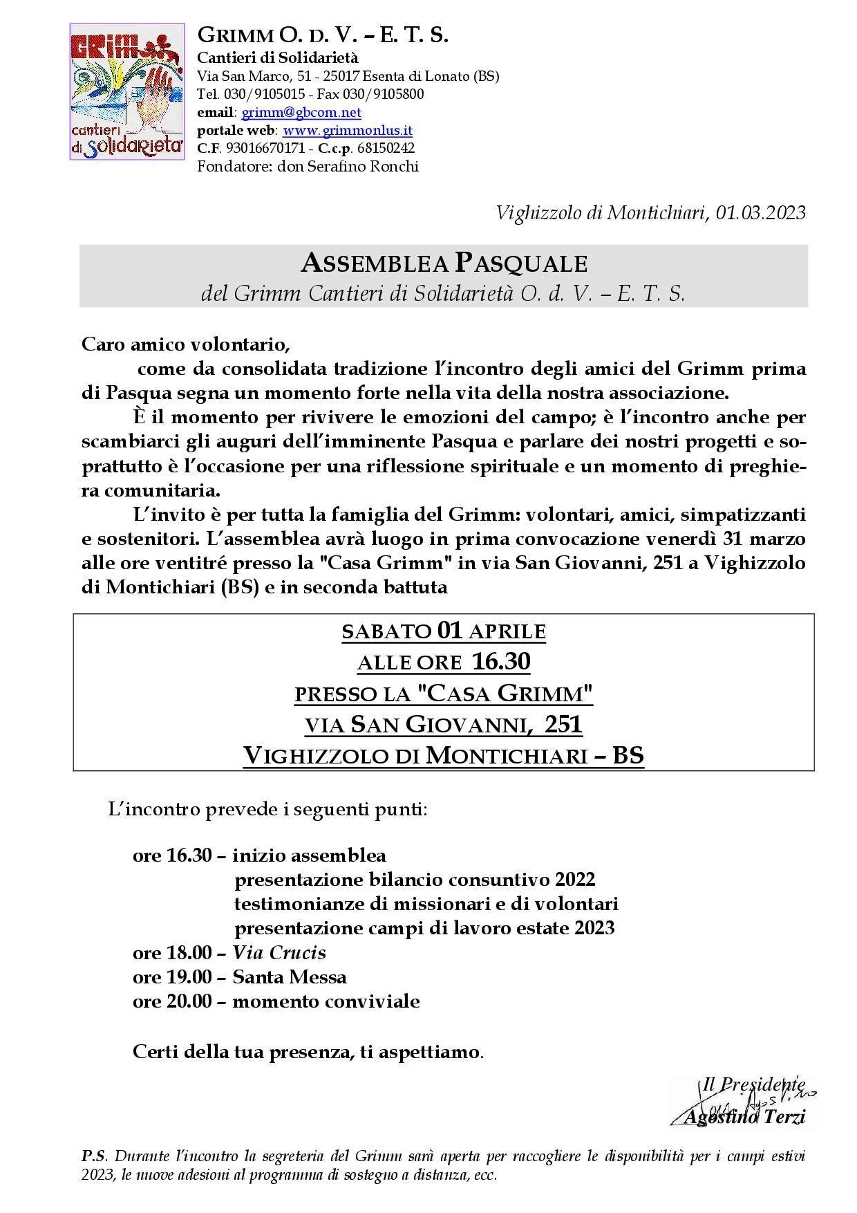 Invito all’Assemblea del 01.04.2023 Invito all'Assemblea del 01.04.2023